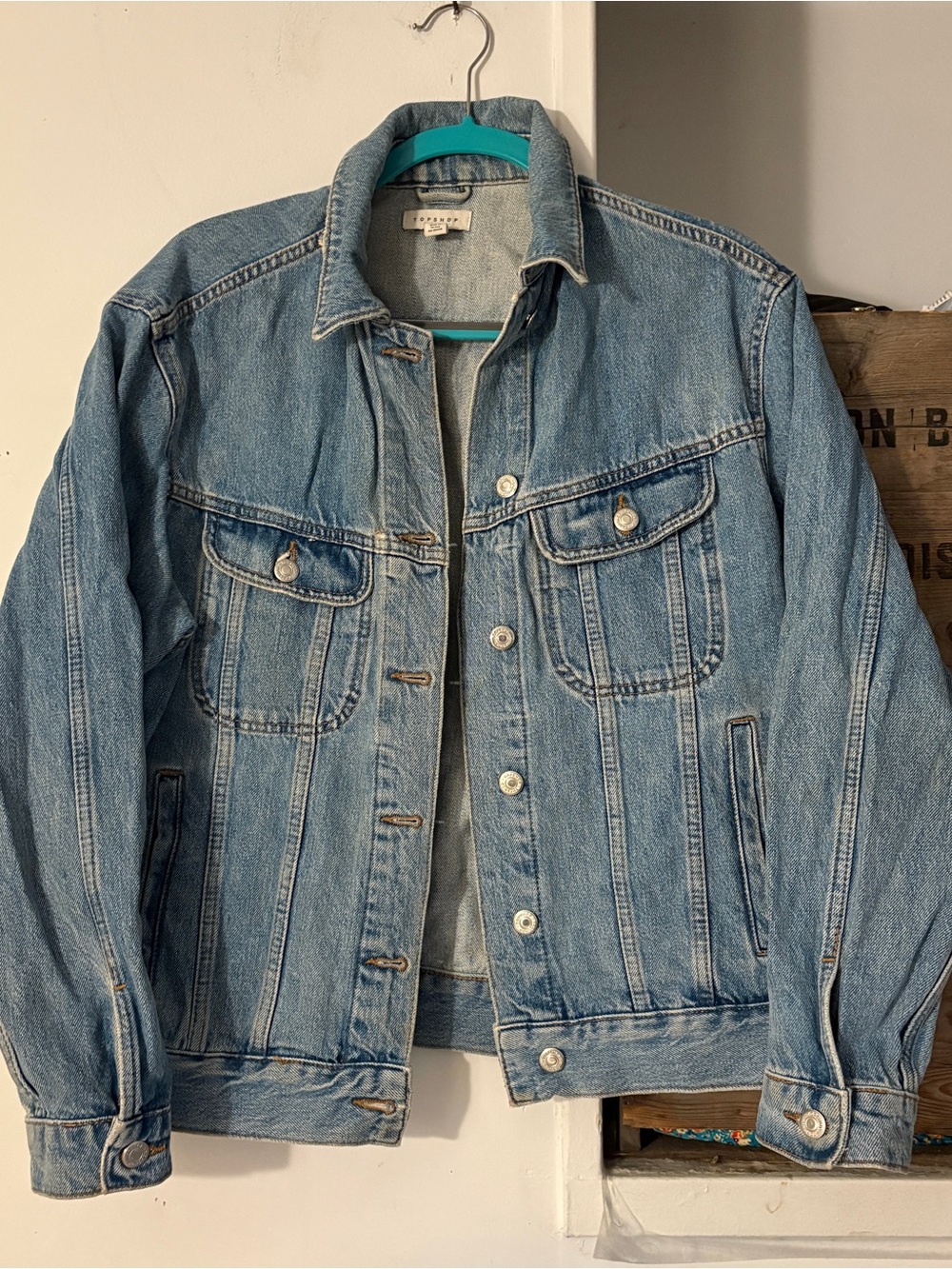 Topshop Oversized Light Blue Denim Jean Jacket Size 6
